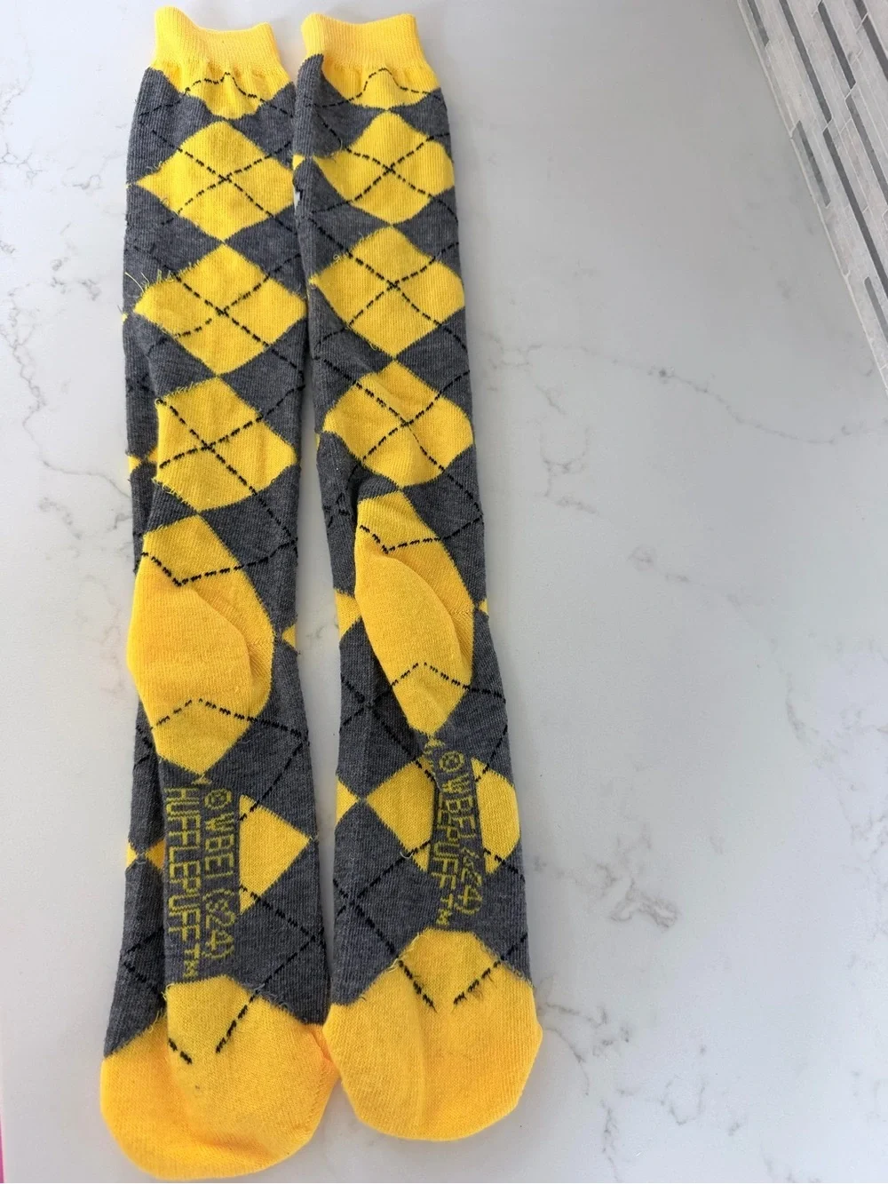 Hufflepuff Argyle Crew Socks - Yellow & Gray